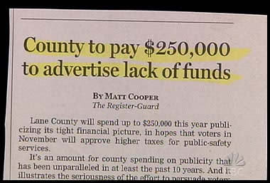 county to pay $250,000 to advertise lack of funds