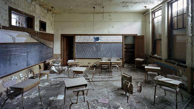 a former classroom, at the st. margaret mary school in detroit