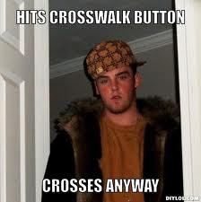 cross walk button-pushing pedestrians