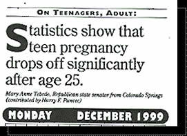 statistics show that teen pregnancy drops off significantly after age 25